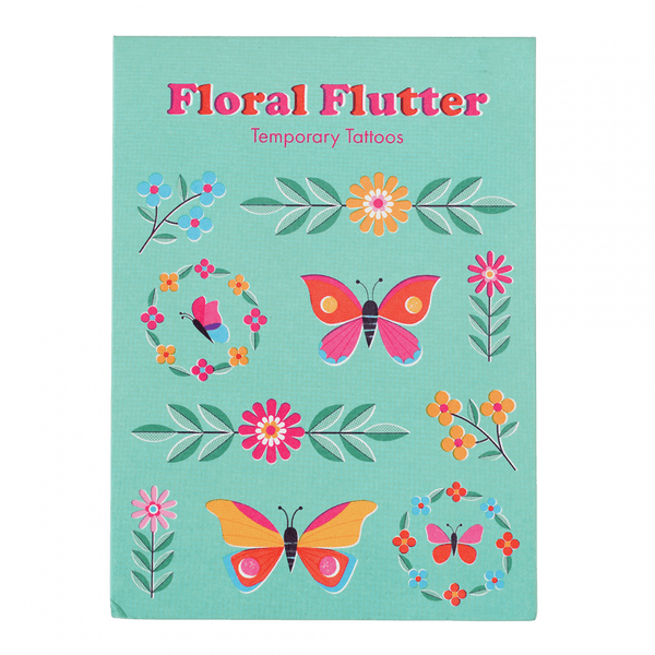 FLOWERS & BUTTERFLY TEMPORARY TATTOOS (2 SHEETS)