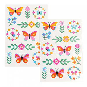 FLOWERS & BUTTERFLY TEMPORARY TATTOOS (2 SHEETS)