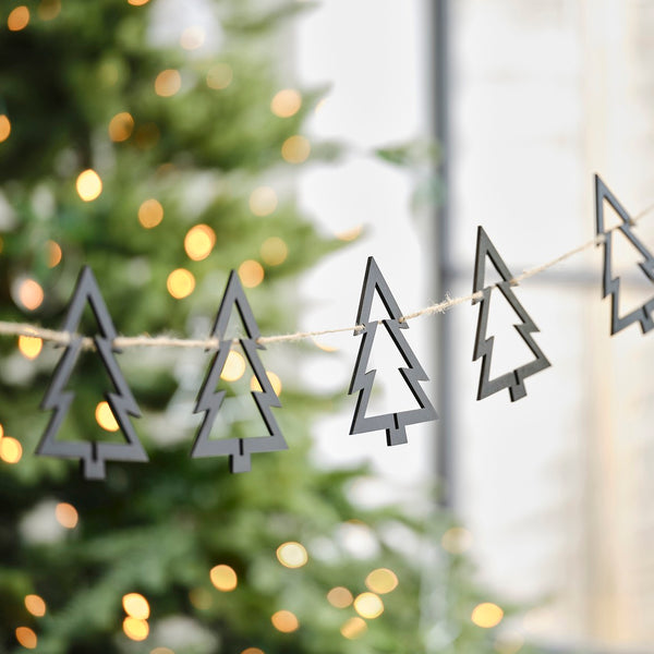 Black Wooden Tree Christmas Bunting