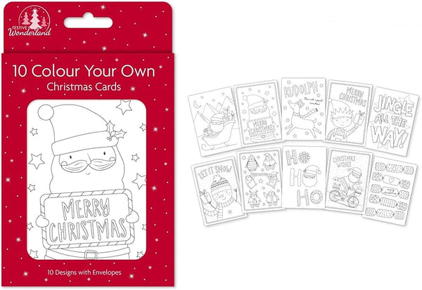 Colour Your Own Christmas Cards 10 Pack