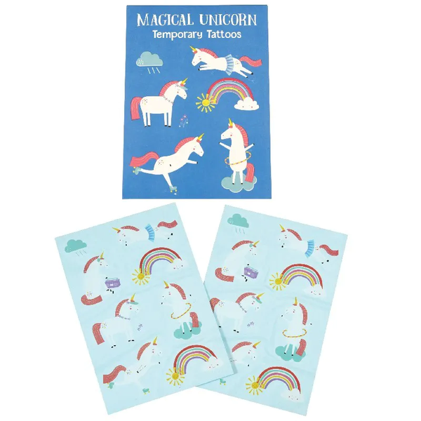 UNICORN & RAINBOWS TEMPORARY TATTOOS (2 SHEETS)