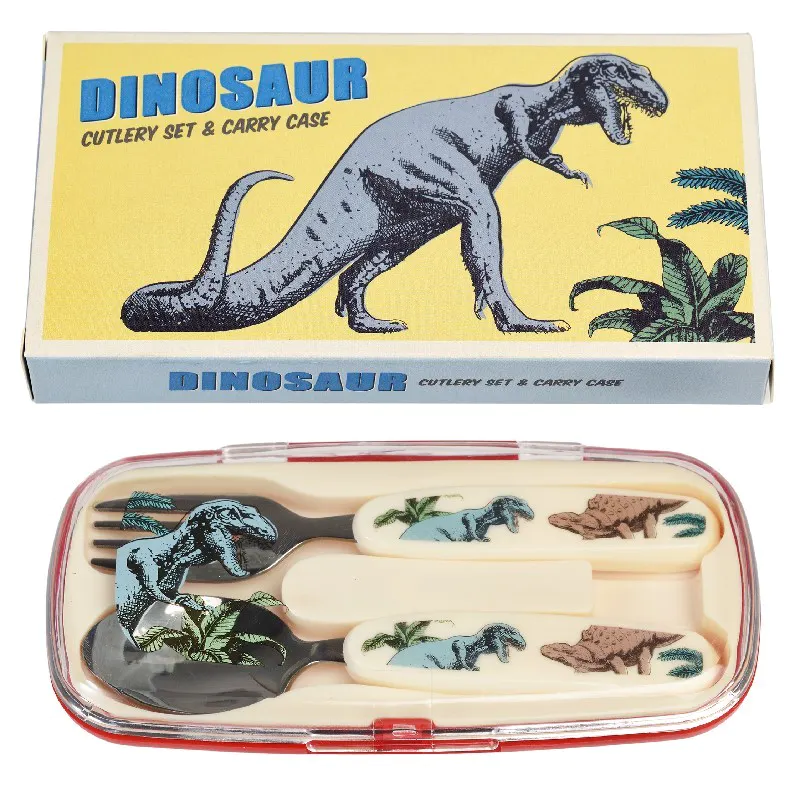 Prehistoric Land Dinosaur Cutlery Set in a Case